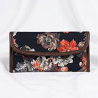 Women's Navy Blue Floral Print Long Wallet | Stylish Ladies Clutch Wallet with Snap Closure-1
