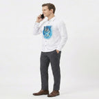 Men's White Tiger Graphic Casual Shirt-2