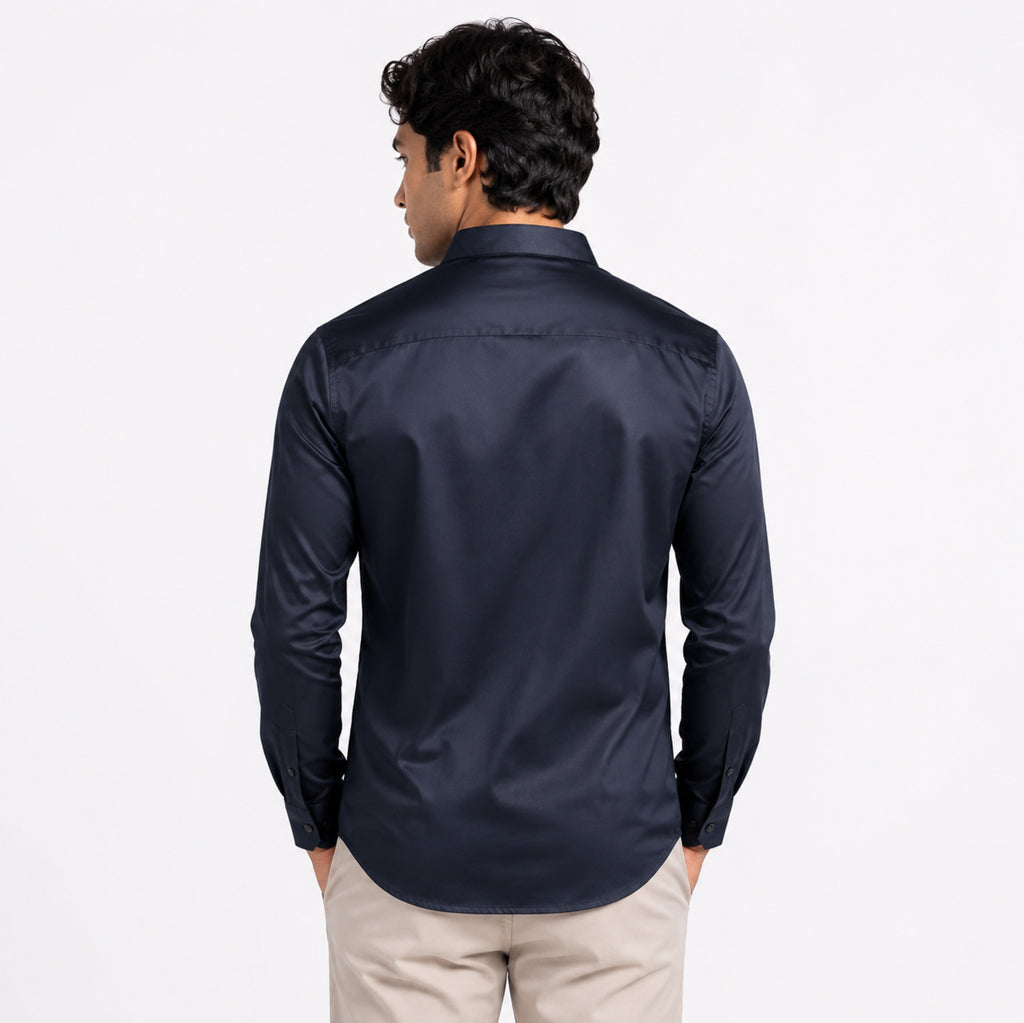 Men's Regal Navy Mandarin Collar Premium Shirt-4