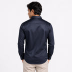Men's Regal Navy Mandarin Collar Premium Shirt-4
