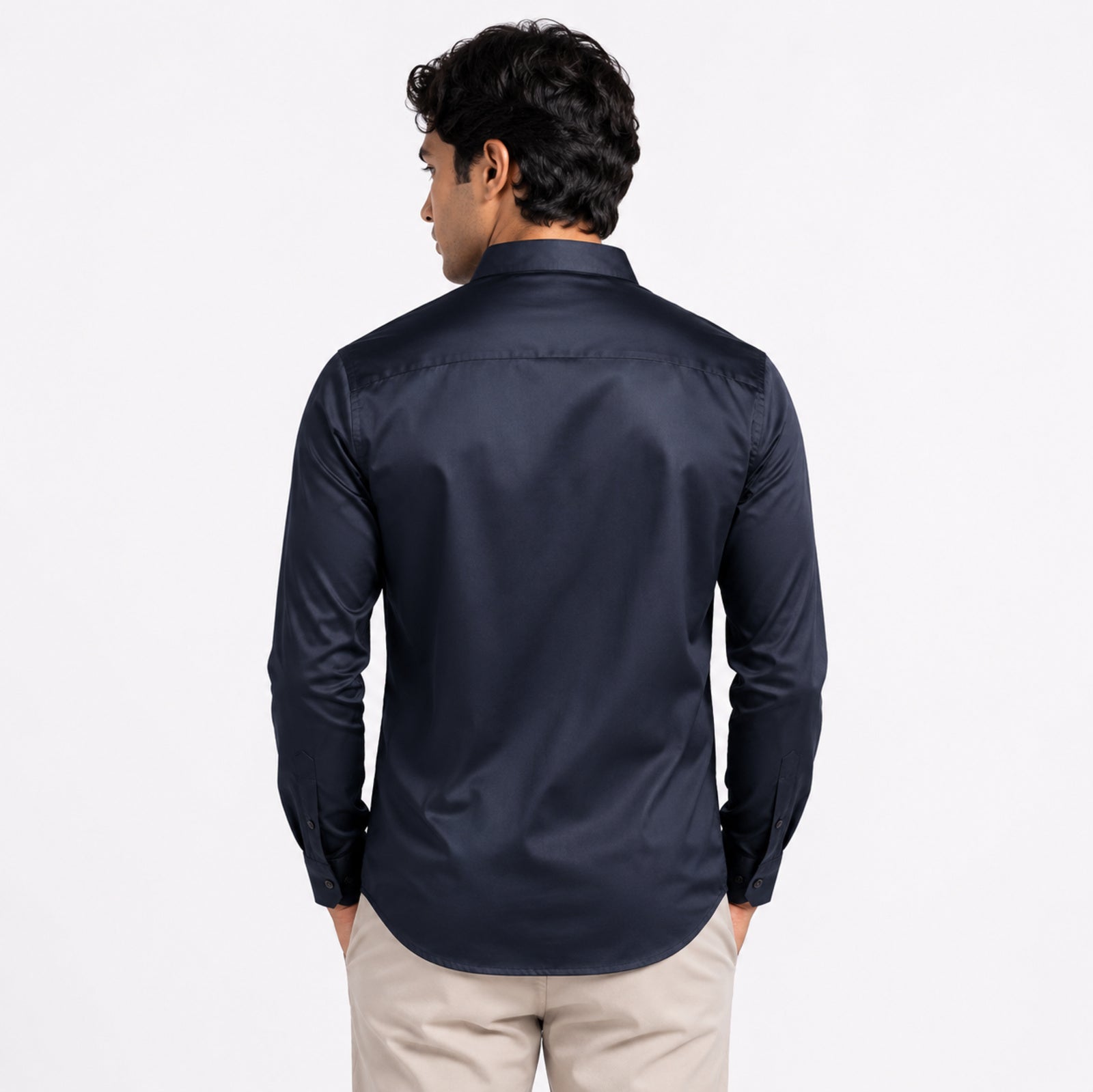 Men's Regal Navy Mandarin Collar Premium Shirt-4