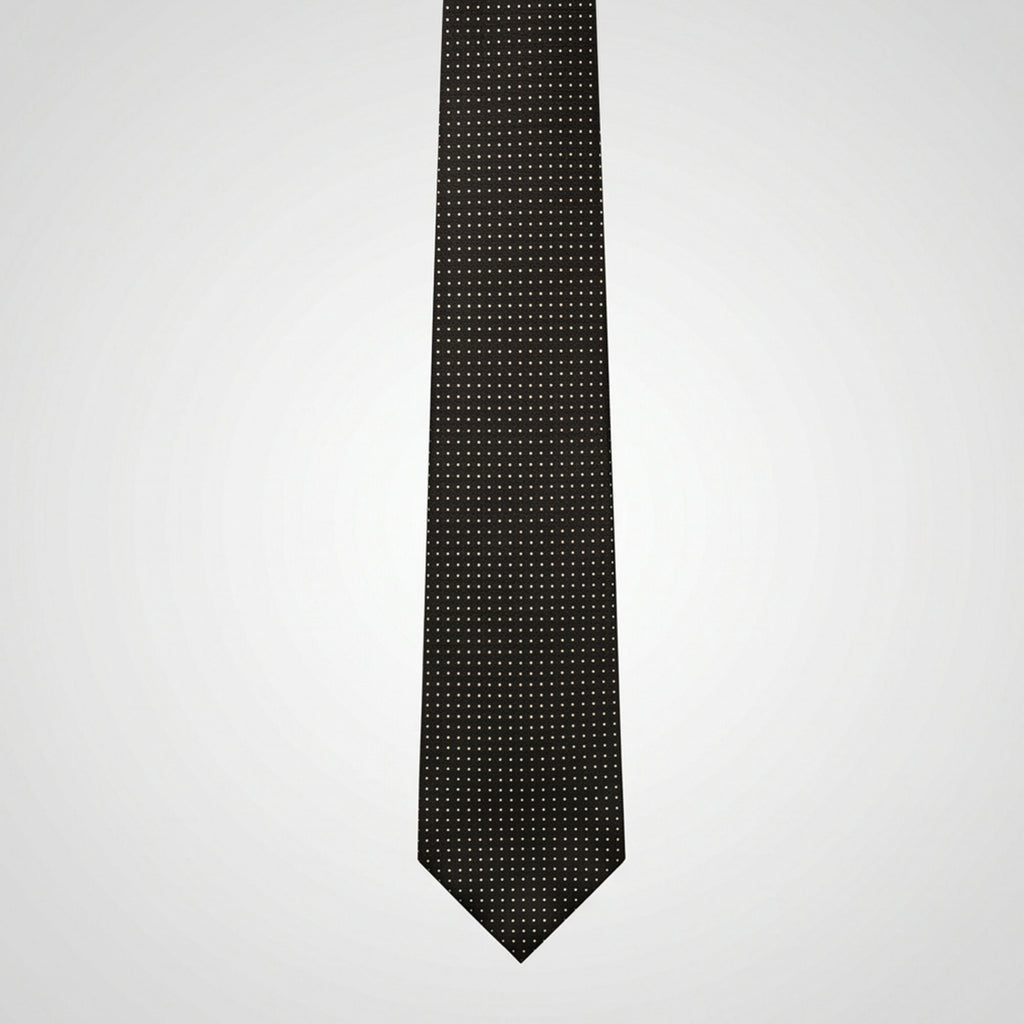Men's Luxury Micro-Patterned Dark Brown Silk Formal Necktie-1