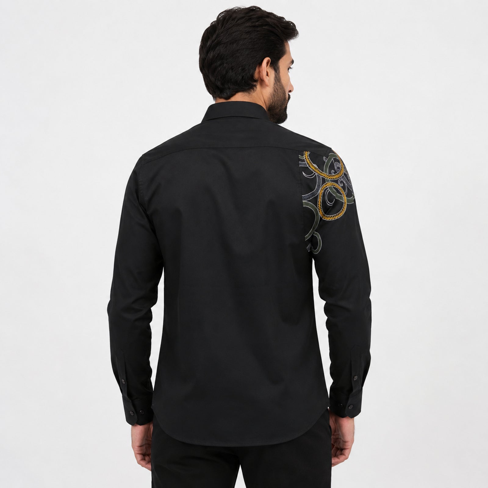 Men's Black Premium Printed Casual Shirt-3