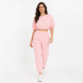 Women's Baby Pink Co-Ord Set | Casual Crop Top & Jogger Lounge Wear Set-1