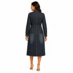 Dark Indigo Denim Shirt Dress – Tailored Midi Silhouette-4