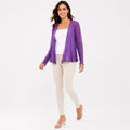 Women's Purple Sheer Open Front Shrug | Lightweight Mesh Layering Cardigan-1