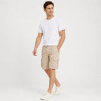 Men's Beige Printed Cargo Shorts-2