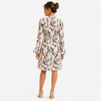 Women's Cream Abstract Printed Fit & Flare Mini Dress-3