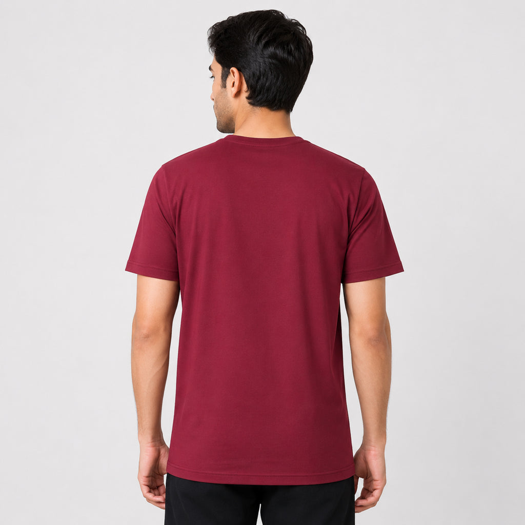 Men's Maroon Graphic Print Crew Neck T-Shirt-4