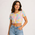 Women's Vibrant Pastel Tie-Dye Elasticated Crop Top-1