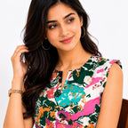 Women's Tropical Muse Abstract Printed Sleeveless Top-3