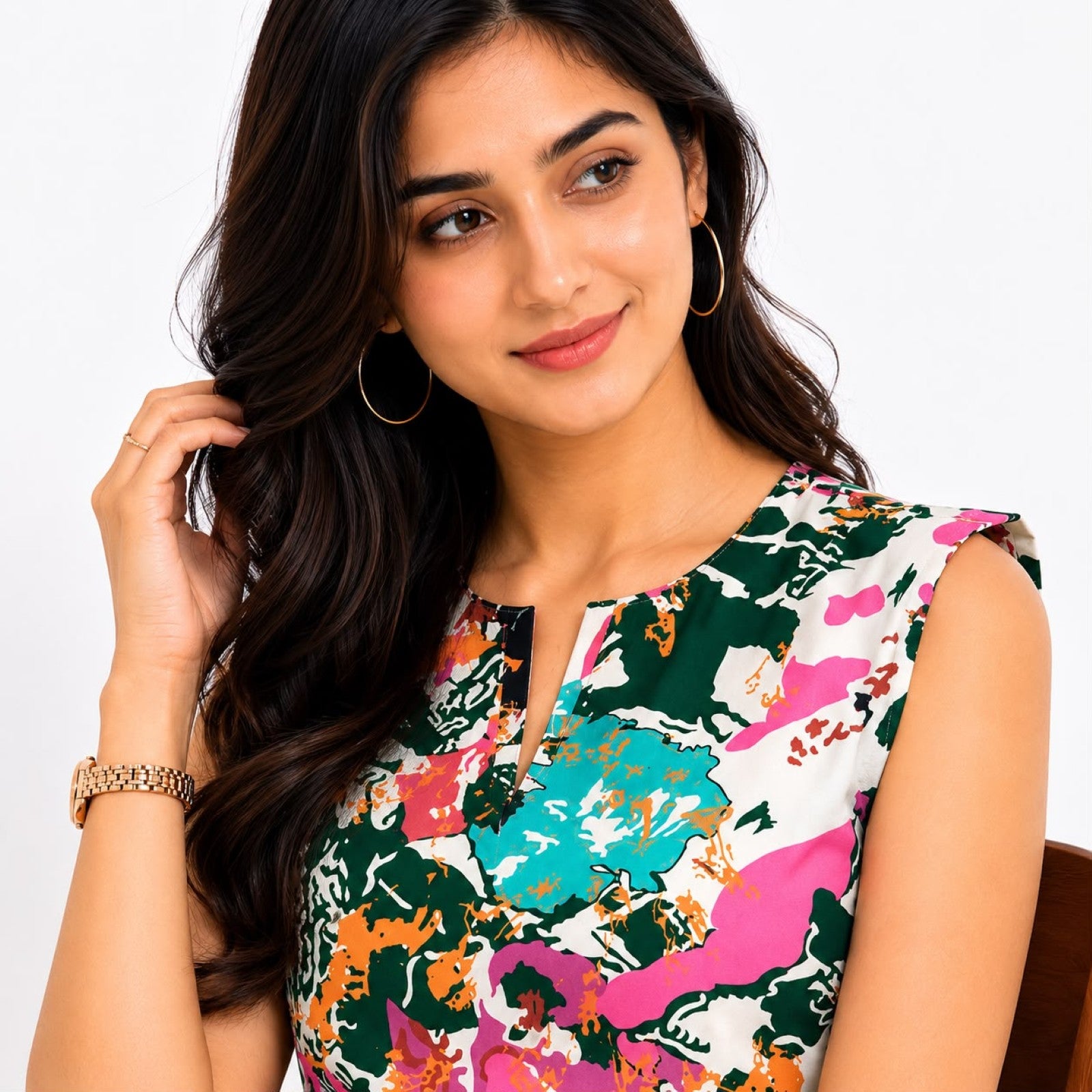 Women's Tropical Muse Abstract Printed Sleeveless Top-3