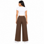 Women's Rust High-Waist Pleated Wide Leg Casual Trousers-4