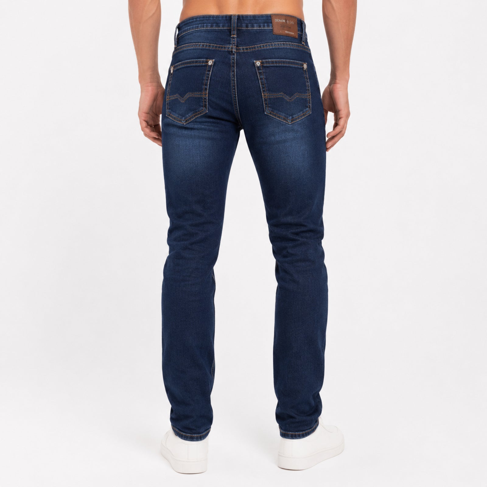 Men's Mid Blue Slim Tapered Fit Denim Jeans-4