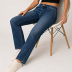 Women's Light Blue Straight Fit Denim Jeans-3