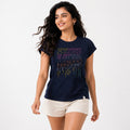 Women's Radiant Peacock Blue Graphic Tee with Neon Digital Rain Typography-4