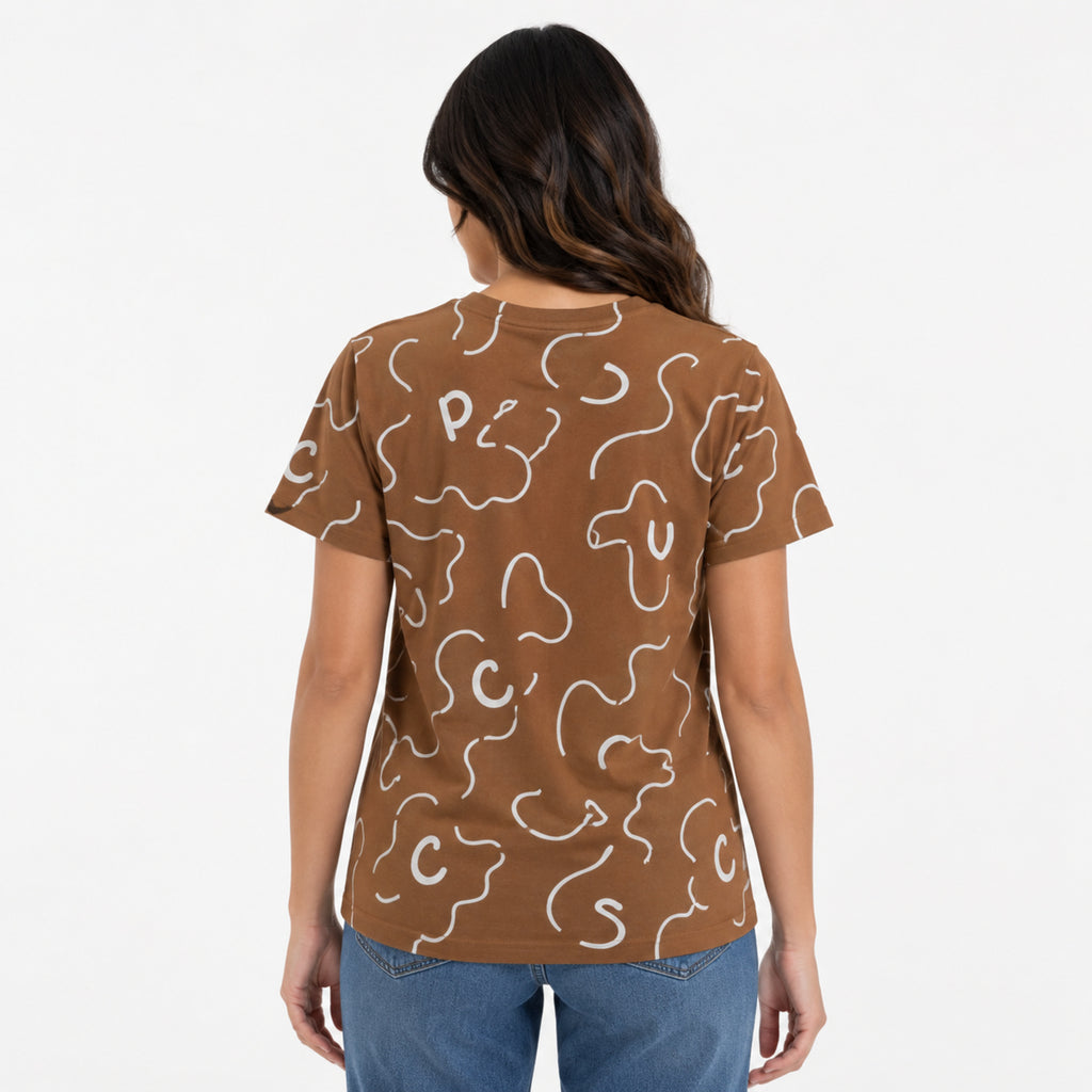 Women's Brown “Peace” Graphic Printed T-Shirt-3