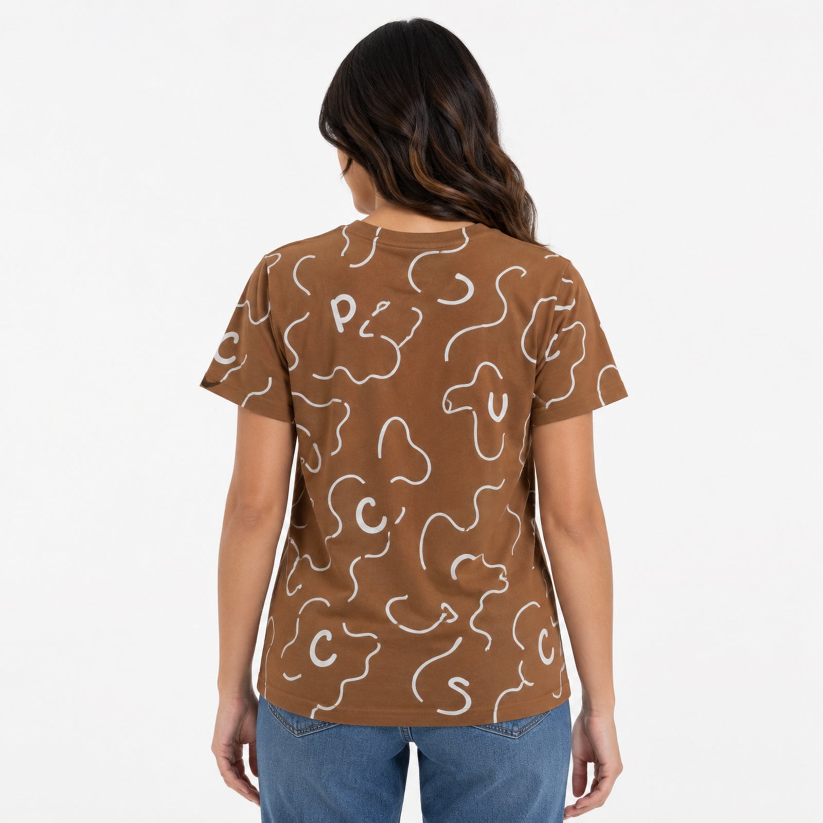 Women's Brown “Peace” Graphic Printed T-Shirt-3