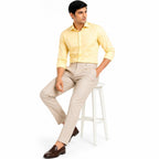 Men's Cream Double Pleated Tapered Formal Trousers | Tailored Smart Office Wear Pants-2
