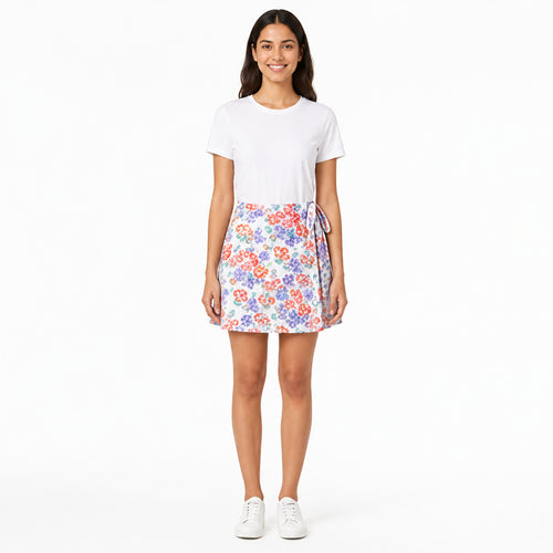Blossom Breeze Floral Wrap Mini Skirt-1