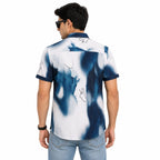 Men's Teal Abstract Ombre Print Half Sleeve Casual Shirt-4