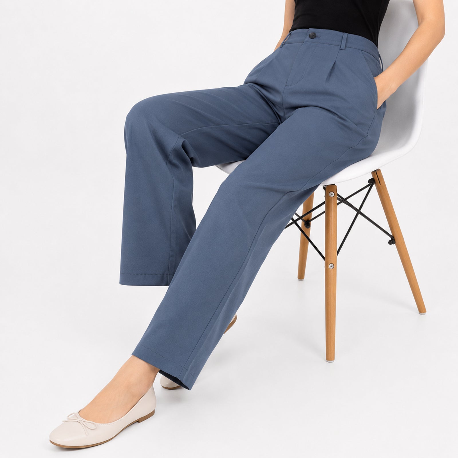 Women's Dusky Teal Elegance Trousers-2