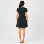 Women's Olive Green Color Block A-Line Mini Dress with Keyhole Neck and Short Sleeves-4