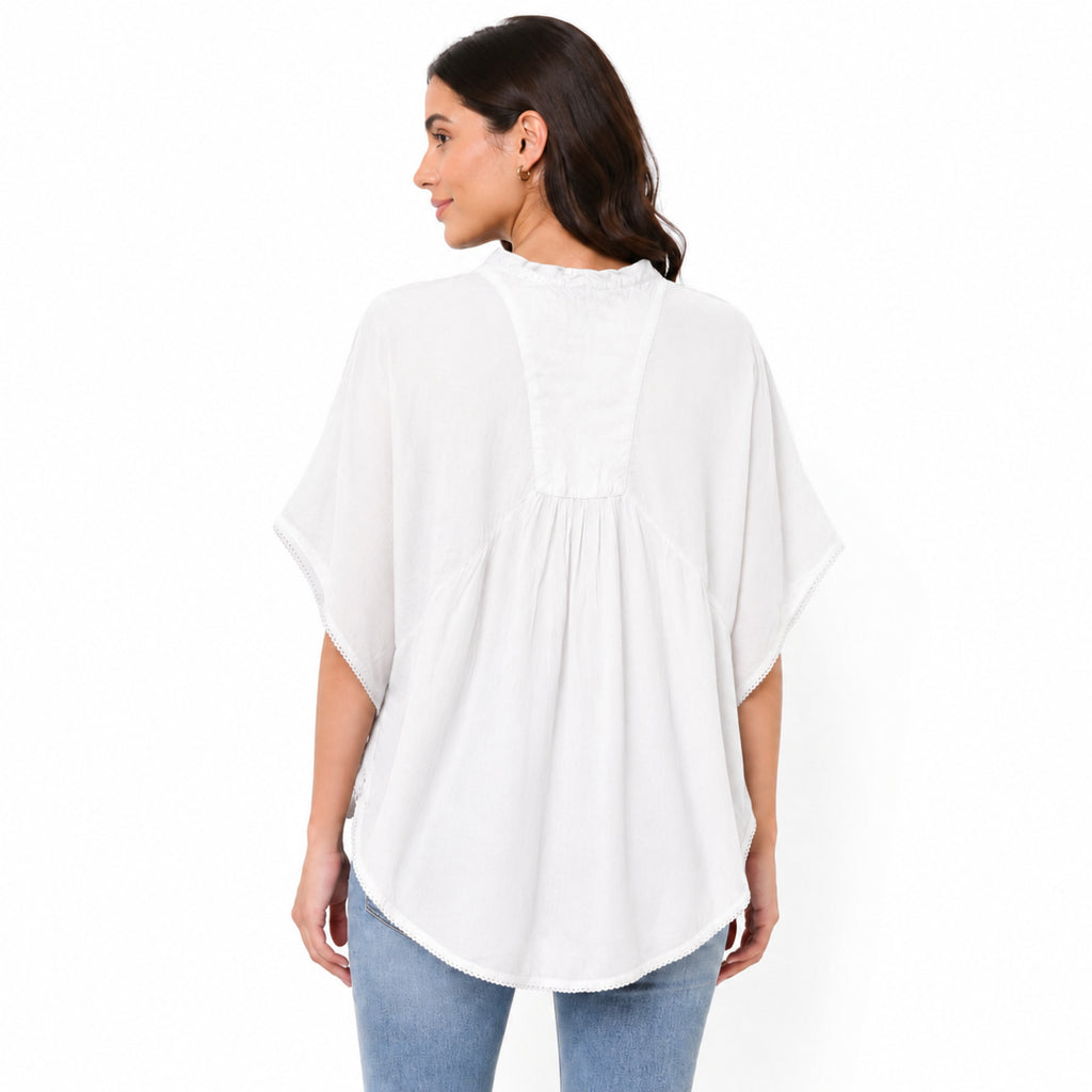 Women's White Relaxed Fit Kaftan Top-4