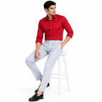 Men's Sky Blue Slim Tapered Formal Trousers | Tailored Smart Office Wear Pants-2