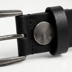 Women’s Elegant Premium Black Genuine Leather Belt with Statement Gold-Tone Buckle-2