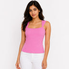 Women's Hot Pink Ribbed Tank Top-1