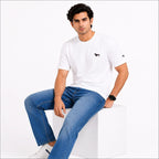 Men's White Minimal Logo Crew Neck T-Shirt-2