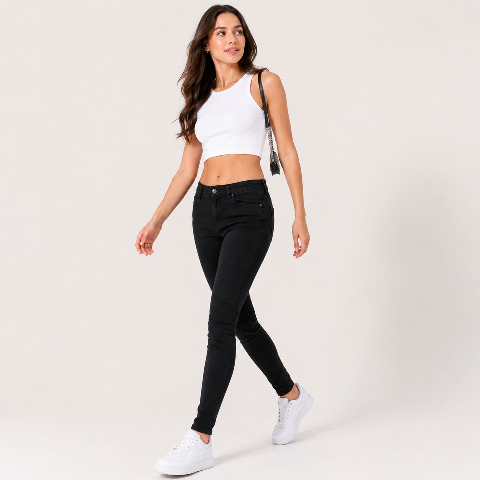 Women's Black High-Rise Skinny Fit Jeans-3