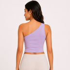 Women's Lavender One Shoulder Crop Top-4
