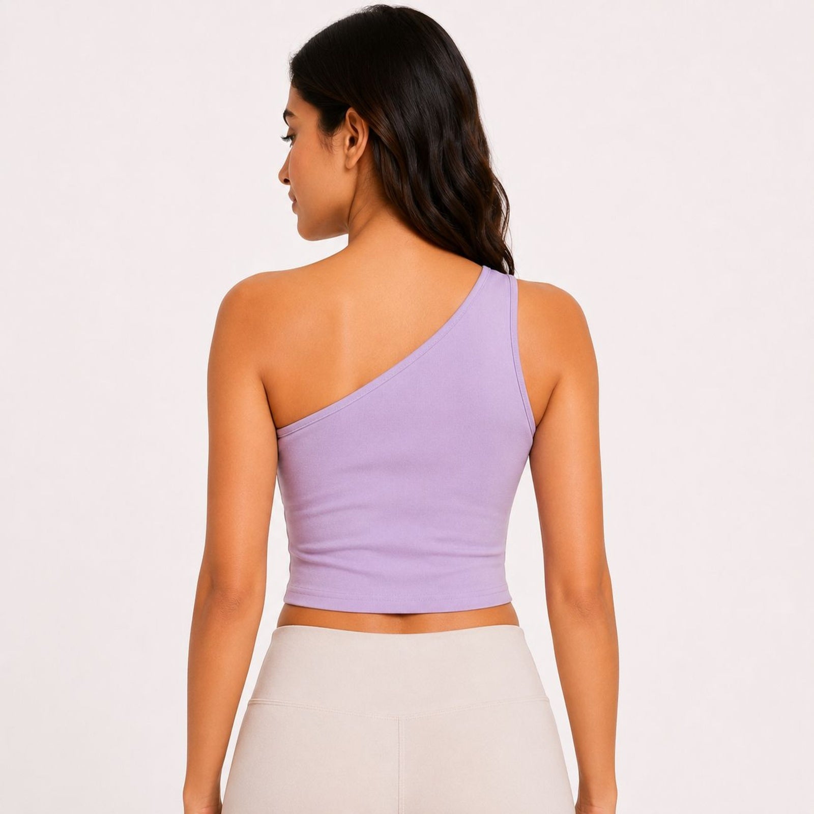 Women's Lavender One Shoulder Crop Top-4