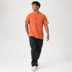 Men's Peach Orange Oversized Graphic T-Shirt-4