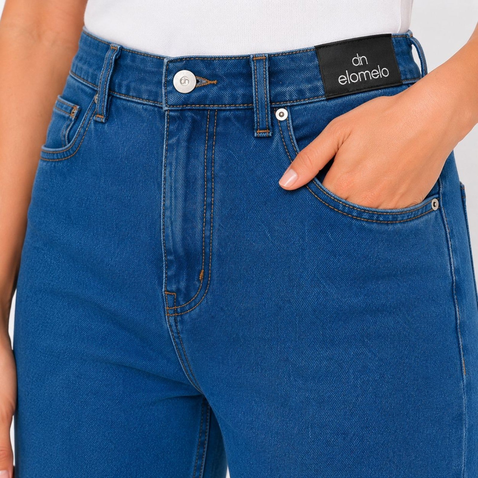 Women's Blue High-Rise Wide Leg Jeans | Straight Fit Full-Length Denim Pants-3