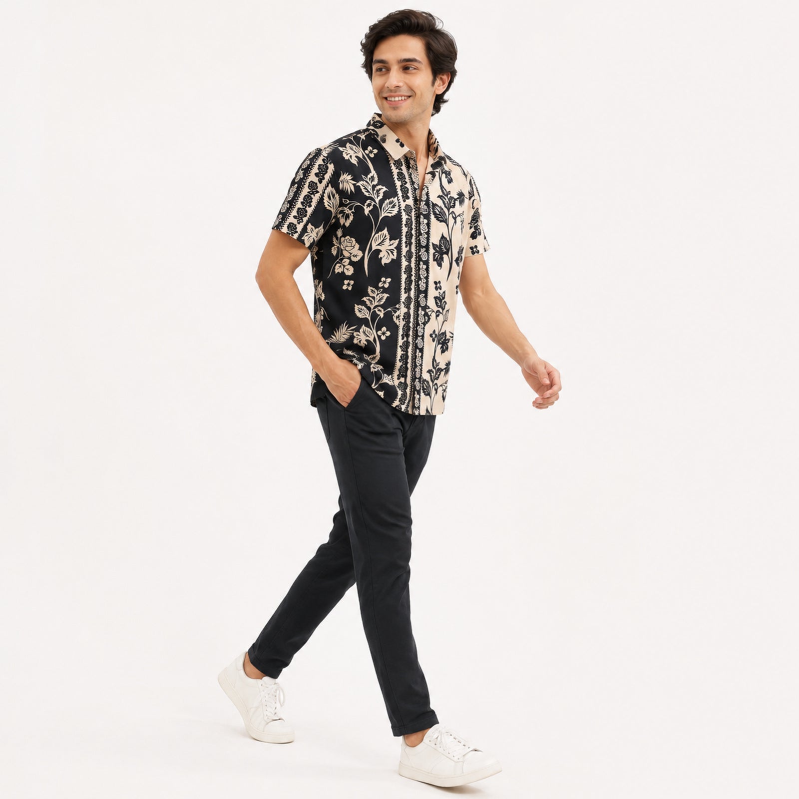 Men's Vintage Floral Print Casual Shirt-1