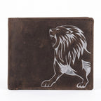 Men's Genuine Leather Roaring Lion Engraved Bi-Fold Wallet-4