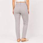 Women's Slim Fit Grey Casual Trousers-3
