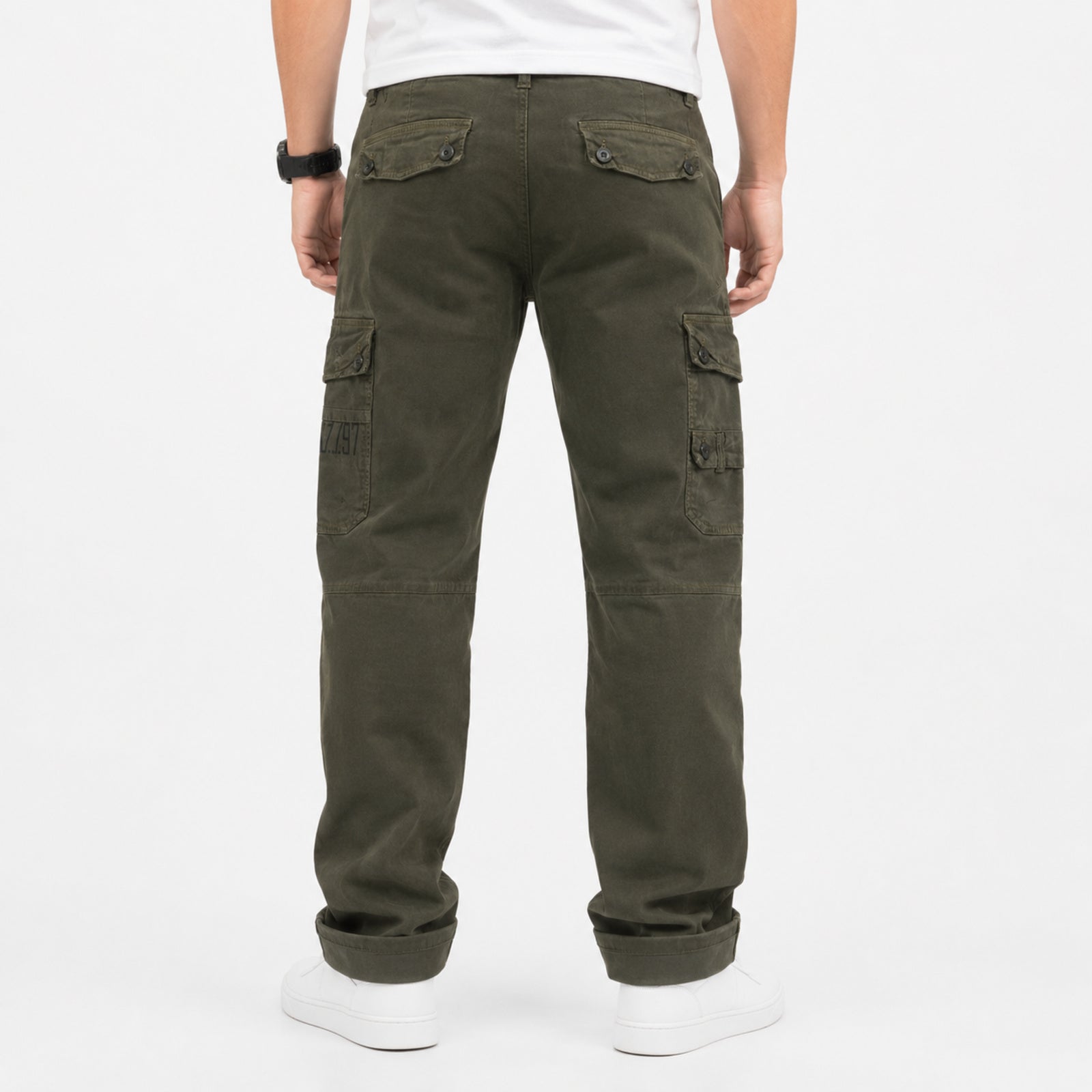 Men's Dark Green Cargo Pants-4