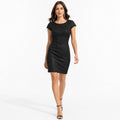 Women's Black Embellished Bodycon Mini Dress-1