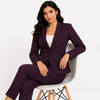Women's Maroon Double-Button Formal Blazer-3