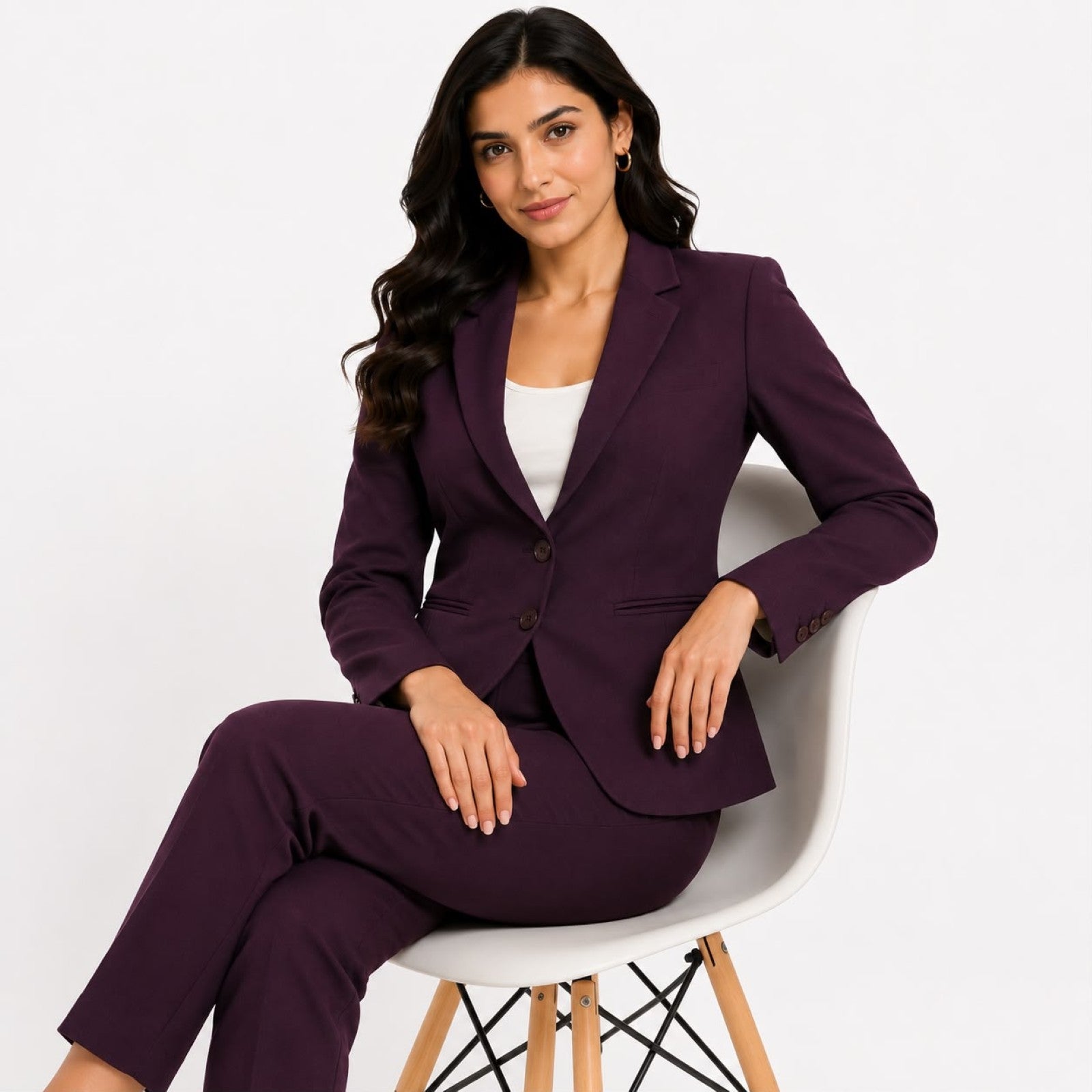 Women's Maroon Double-Button Formal Blazer-3