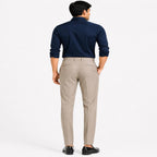 Men's Khaki Pleated Tapered Formal Trousers | Smart Fit Office Wear Pants-4