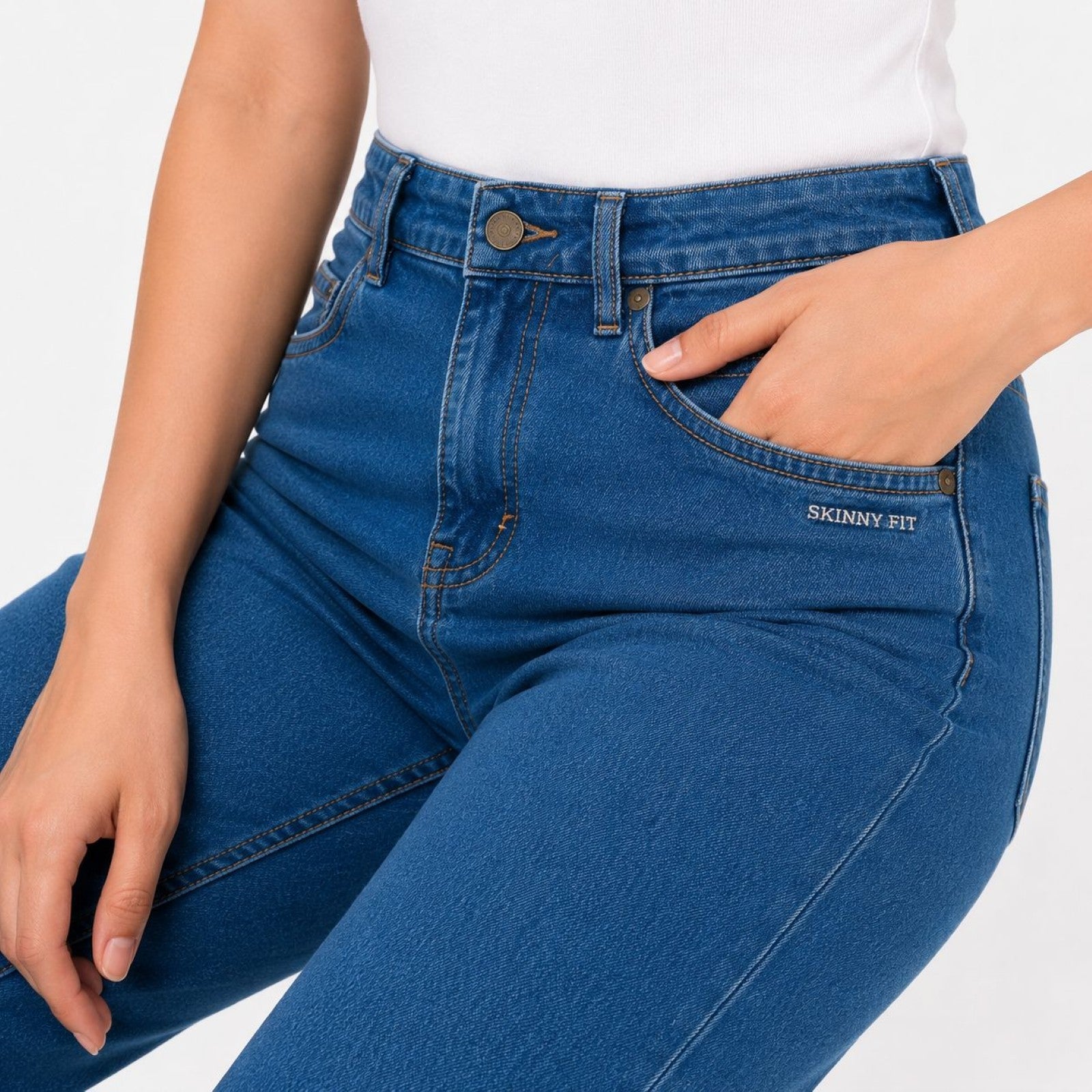 Women's Blue High-Rise Wide Leg Jeans | Classic Straight Fit Denim Pants-3