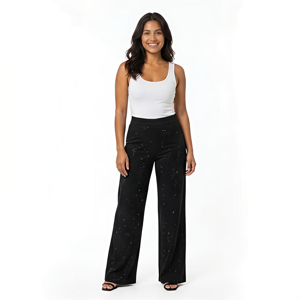 Midnight Sparkle Women's Wide Leg Party Trousers-1