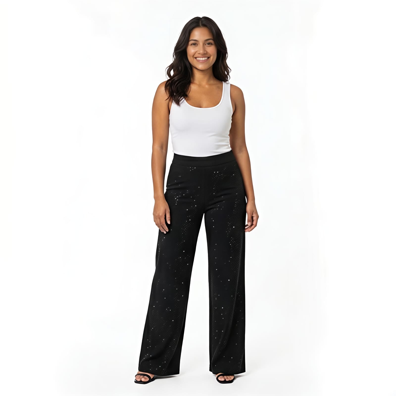 Midnight Sparkle Women's Wide Leg Party Trousers-1