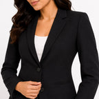 Women's Black Double-Button Formal Blazer-4