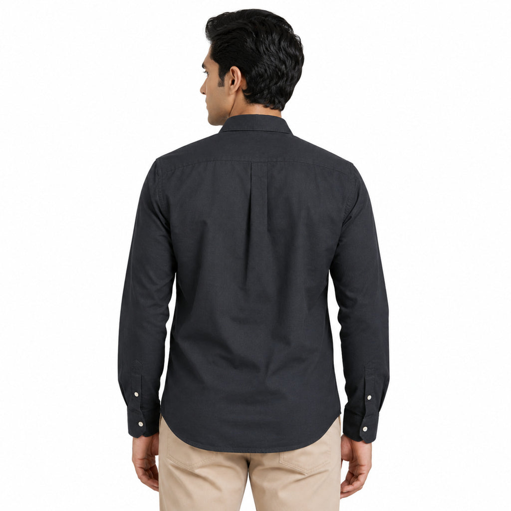 Men's Classic Grey Full-Sleeve Regular Fit Shirt-4